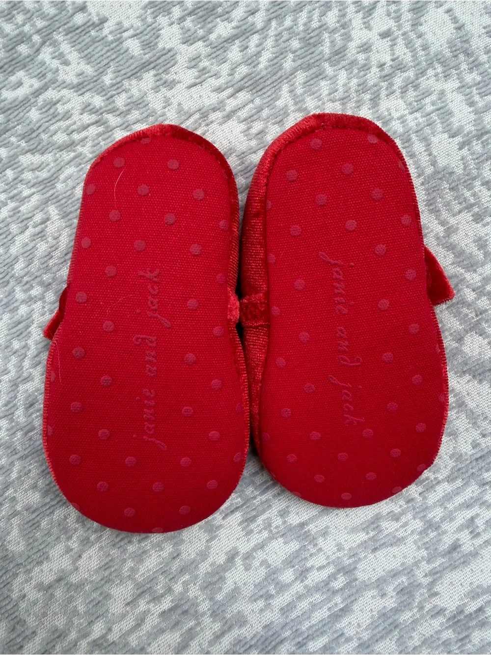 Janie and Jack Red Velvet Bow Mary Jane Baby Shoes